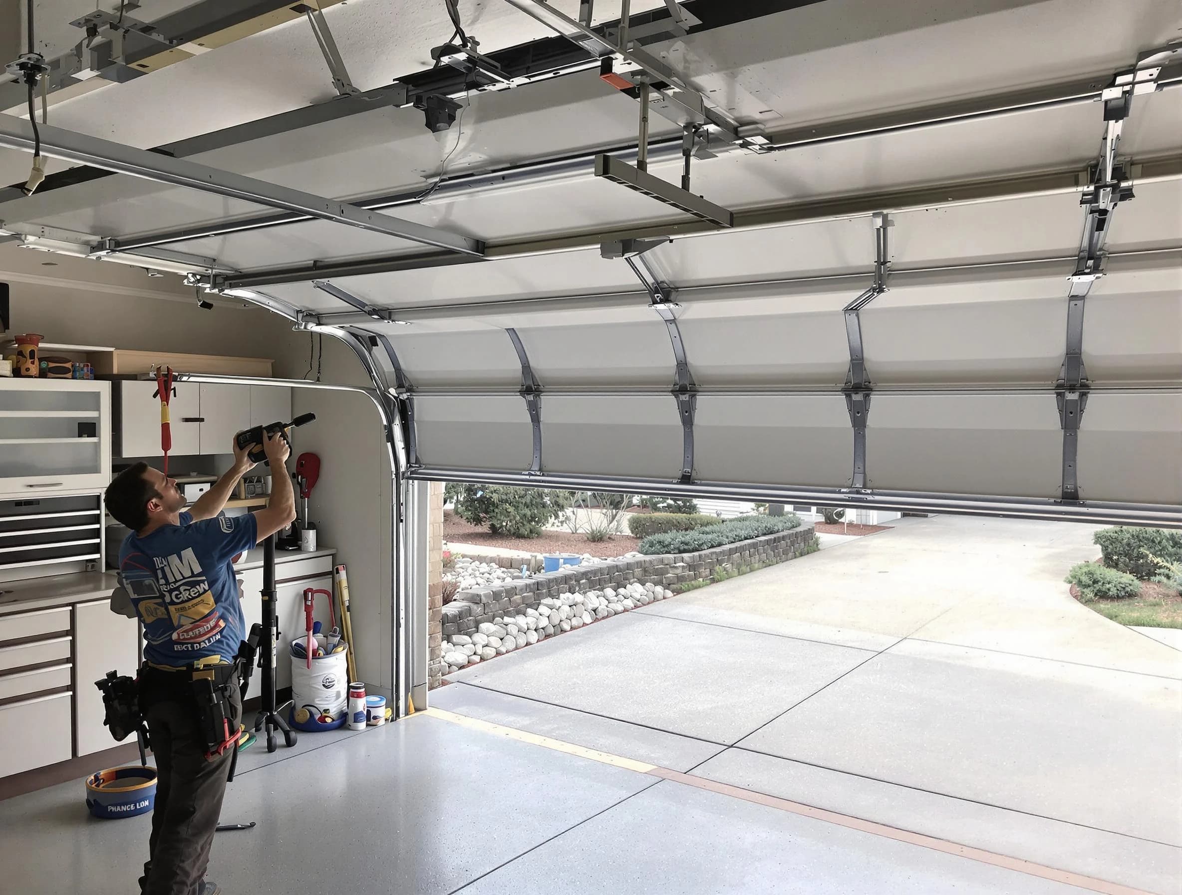 Garage door track repair service by Chamberlayne Garage Door Repair in Chamberlayne