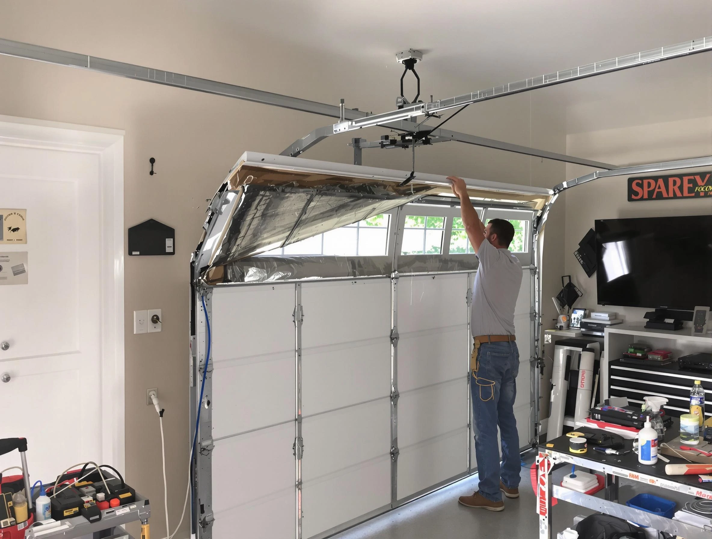 Garage door section replacement by Chamberlayne Garage Door Repair in Chamberlayne
