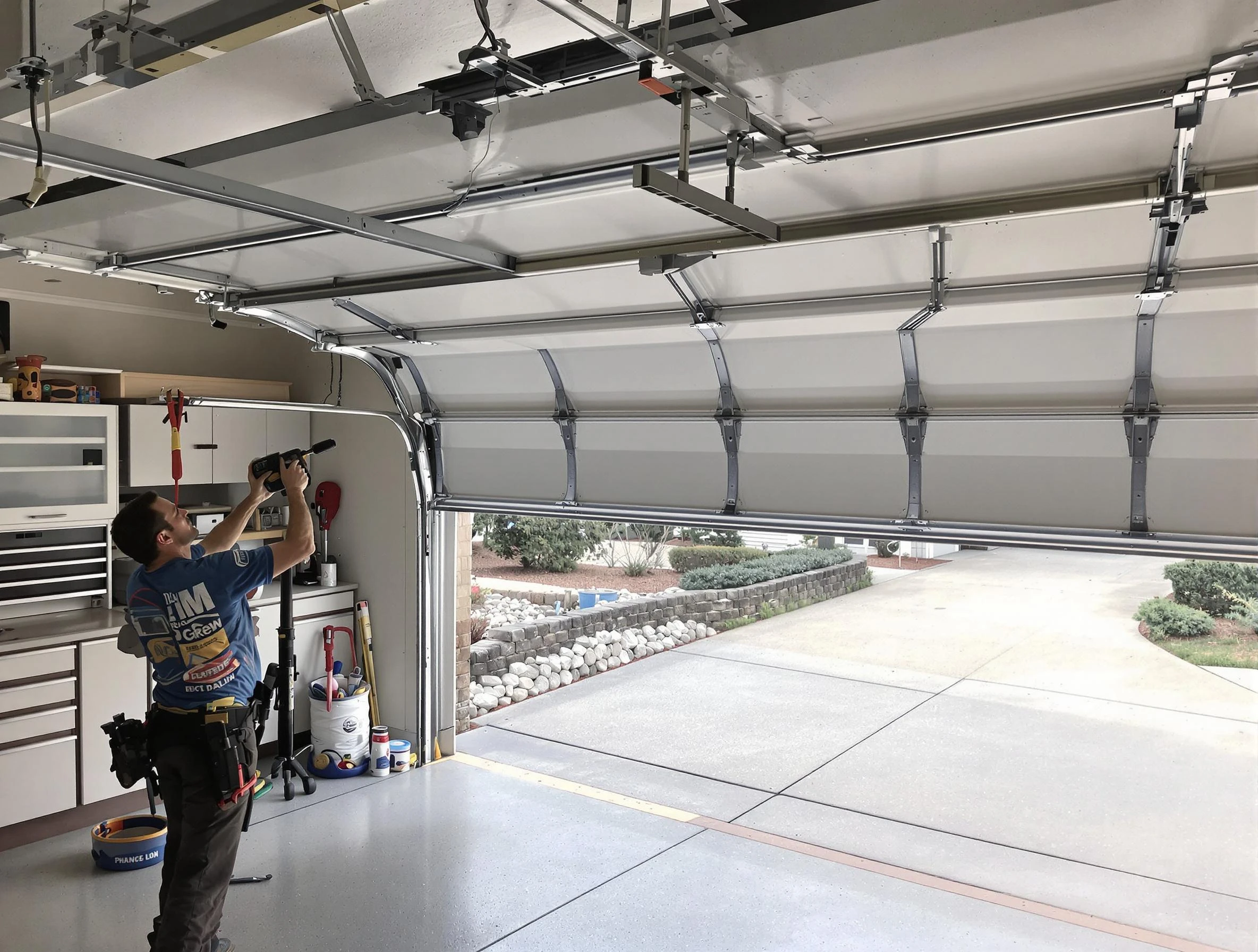 Garage door track repair service by Chamberlayne Garage Door Repair in Chamberlayne